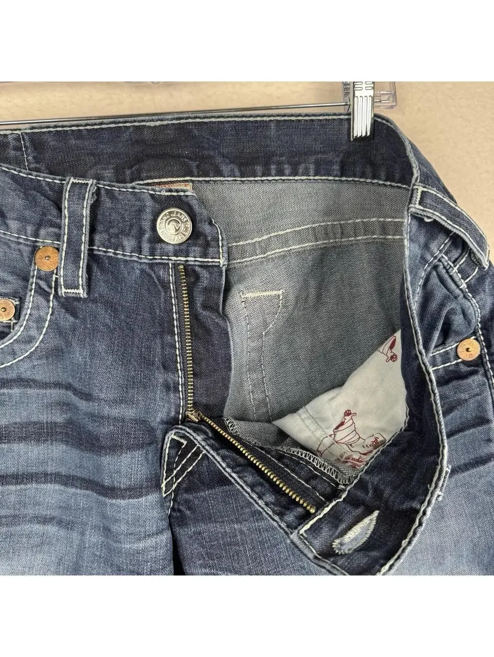 True Religion Bobby Big T Size 34 Mens Relaxed Loose Denim Jeans Y2K Made USA